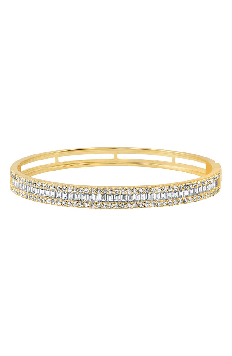 Crislu Luminous Baguette Cubic Zirconia Bangle, Main, color, 18Kyg/ Clear Stone