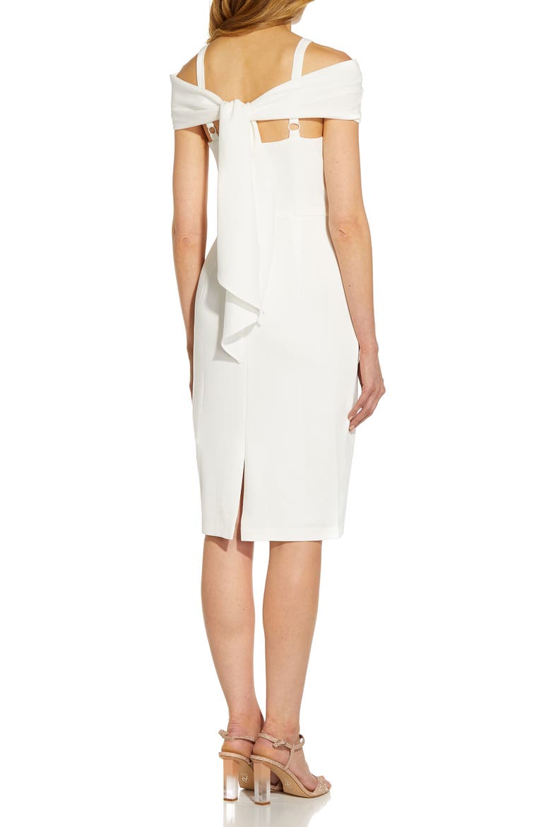Crepe Tie Back Sheath Dress, Alternate, color, IVORY