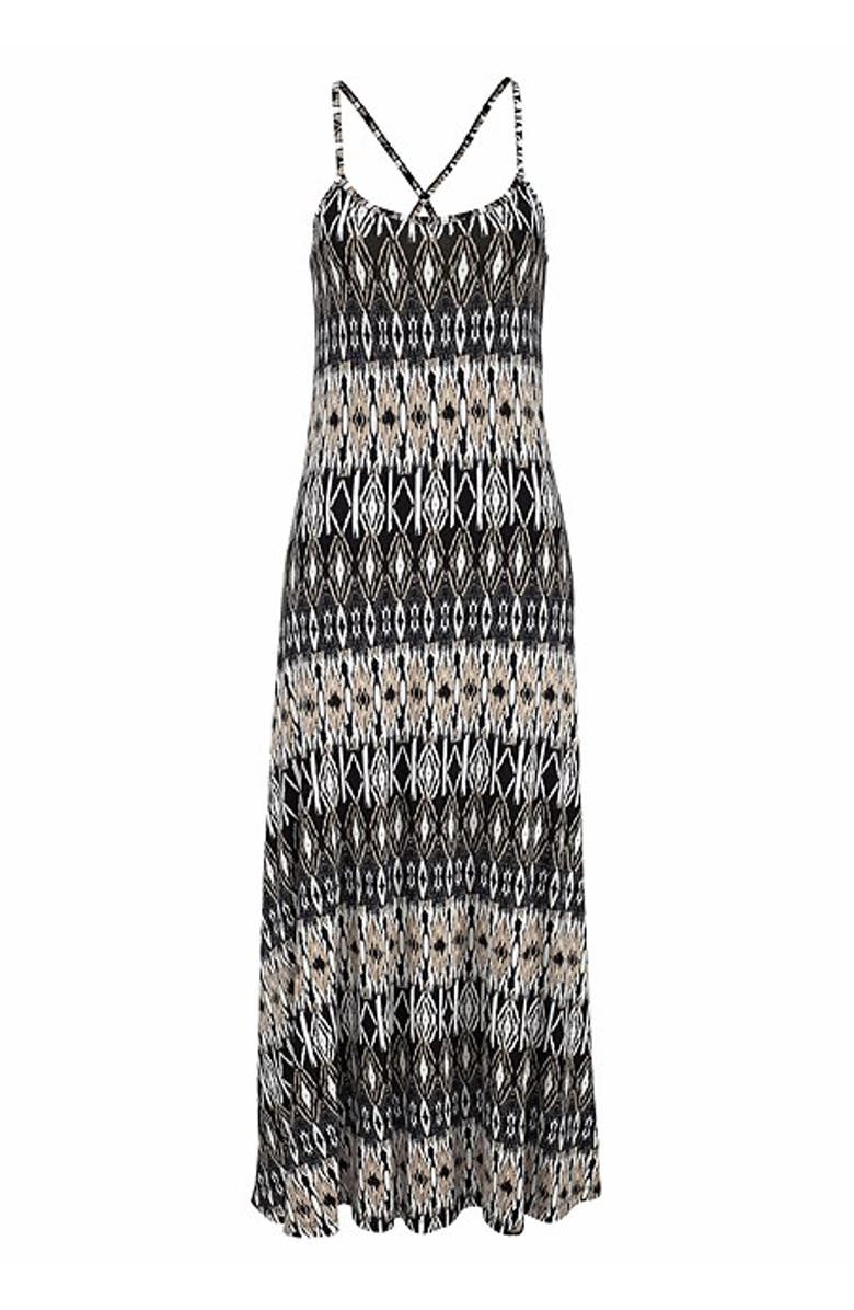 LASCANA Women's Crossed Strap Maxi Dress, Alternate, color, Black & Cream