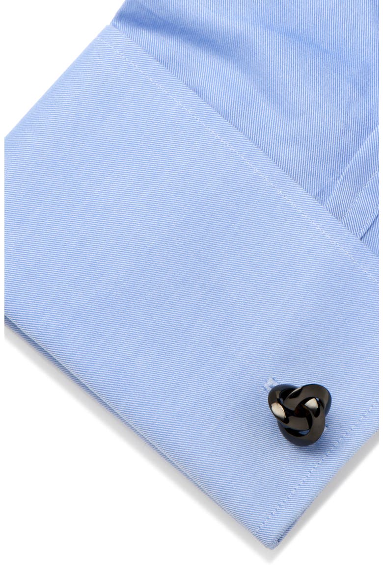 Black Knot Cuff Links, Alternate, color, BLACK