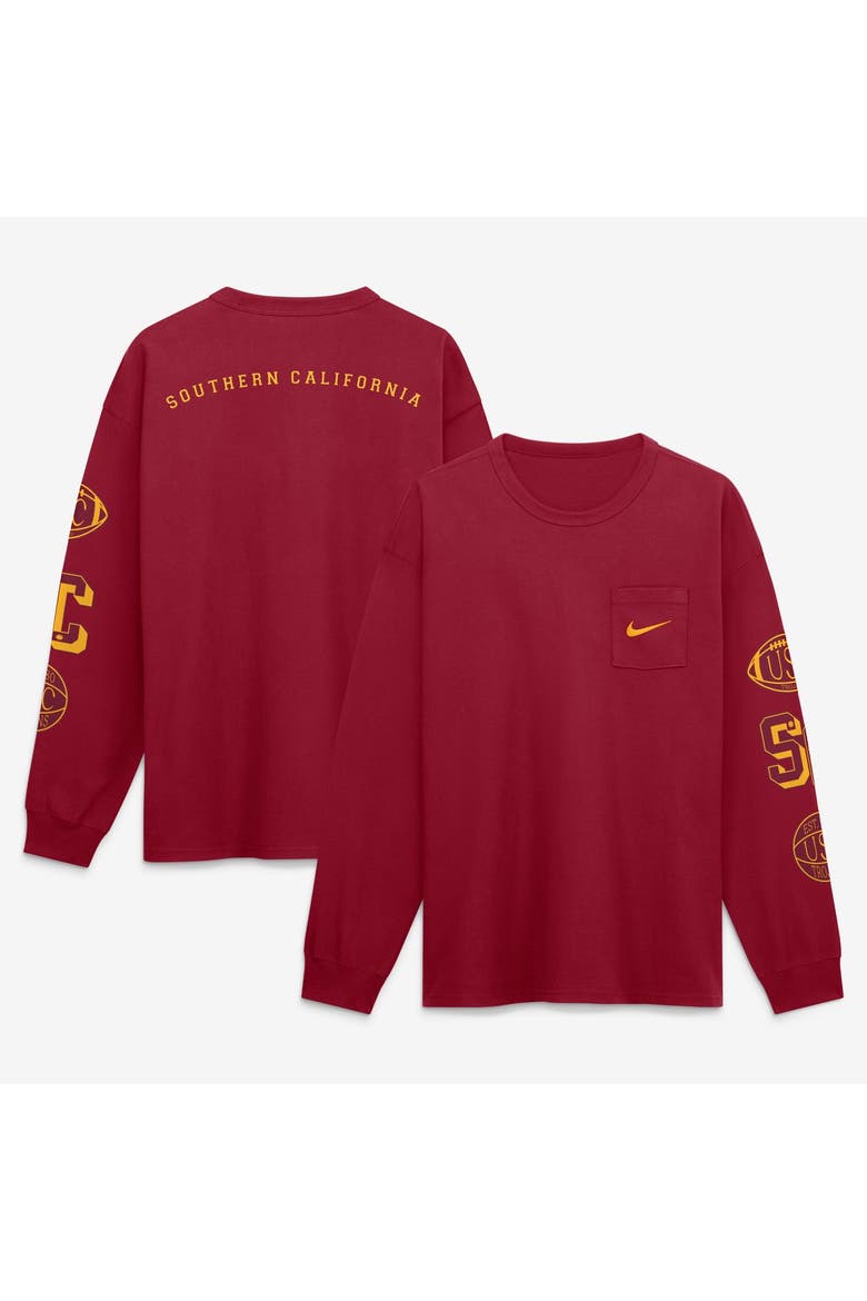 Men's Nike Cardinal USC Trojans Academic Long Sleeve Pocket T-Shirt, Main, color, Cardinal