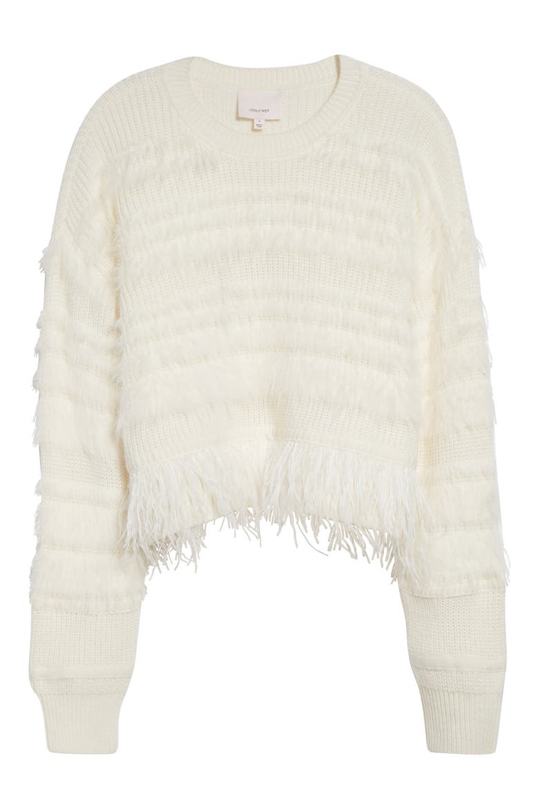 Vivi Feather Trim Wool Blend Sweater, Alternate, color, IVORY