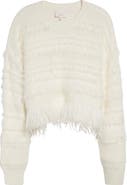 Cinq à Sept Vivi Feather Trim Wool Blend Sweater