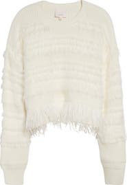 Cinq à Sept Vivi Feather Trim Wool Blend Sweater
