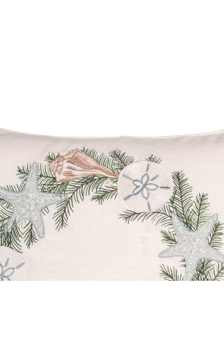 Shell Wreath Throw Pillow, 18" x 18", Alternate, color, Green
