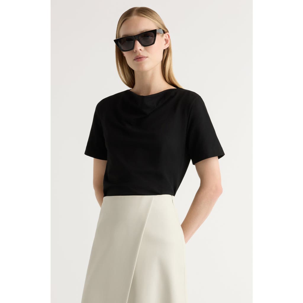 Modern Citizen Kendra Organic Cotton Cowl-Neck Tee in Black at Nordstrom, Size Medium