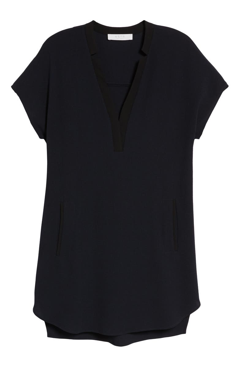 ASTR the Label ASTR V-Neck Crepe Shift Dress, Alternate, color, Blue