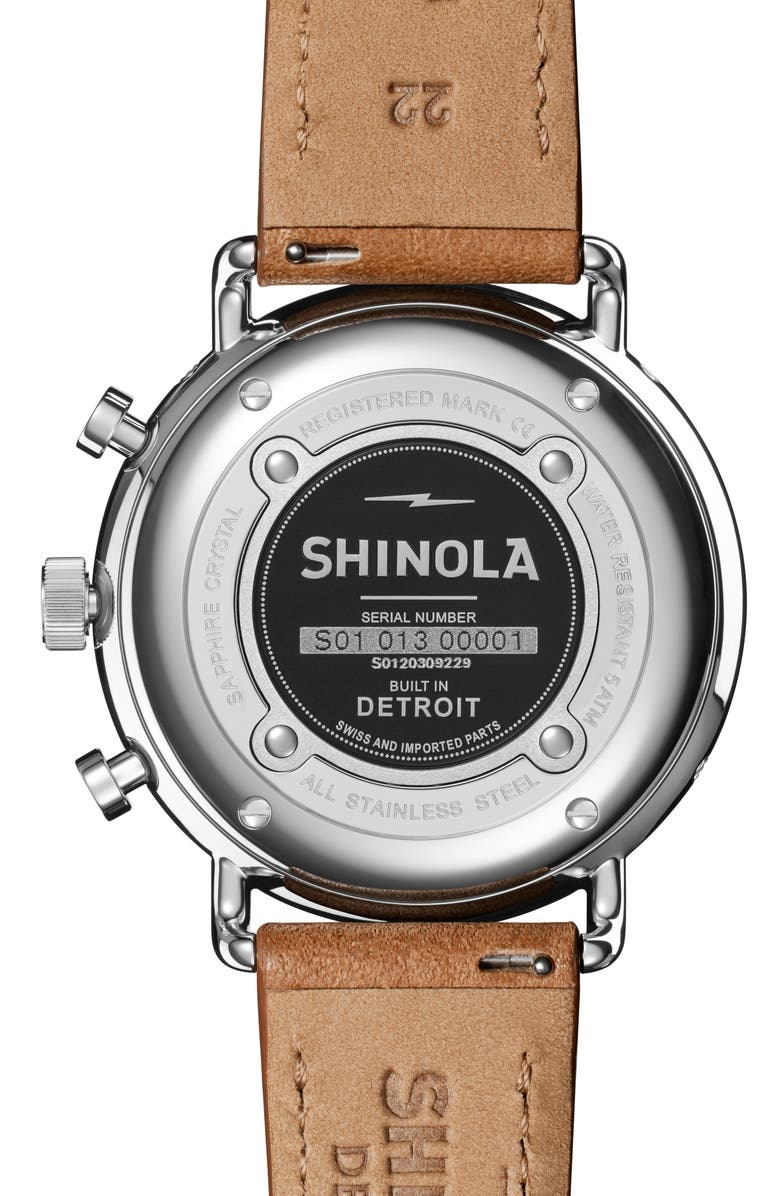 Shinola Canfield Sport Leather Strap Watch, 45mm, Alternate, color, Alabaster