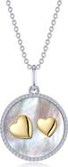 Lafonn Simulated Diamond Mother-of-Pearl Double Heart Pendant Necklace