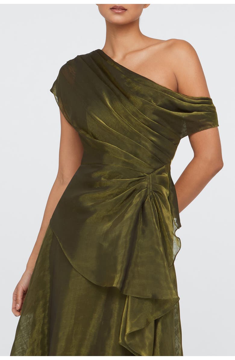 Theia Avalina Organza Lame Gown, Alternate, color, Olive Gold