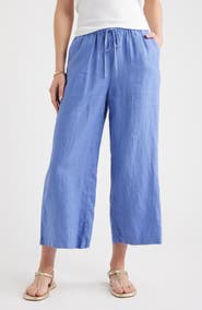 Caslon® Wide Leg Crop Linen Pants