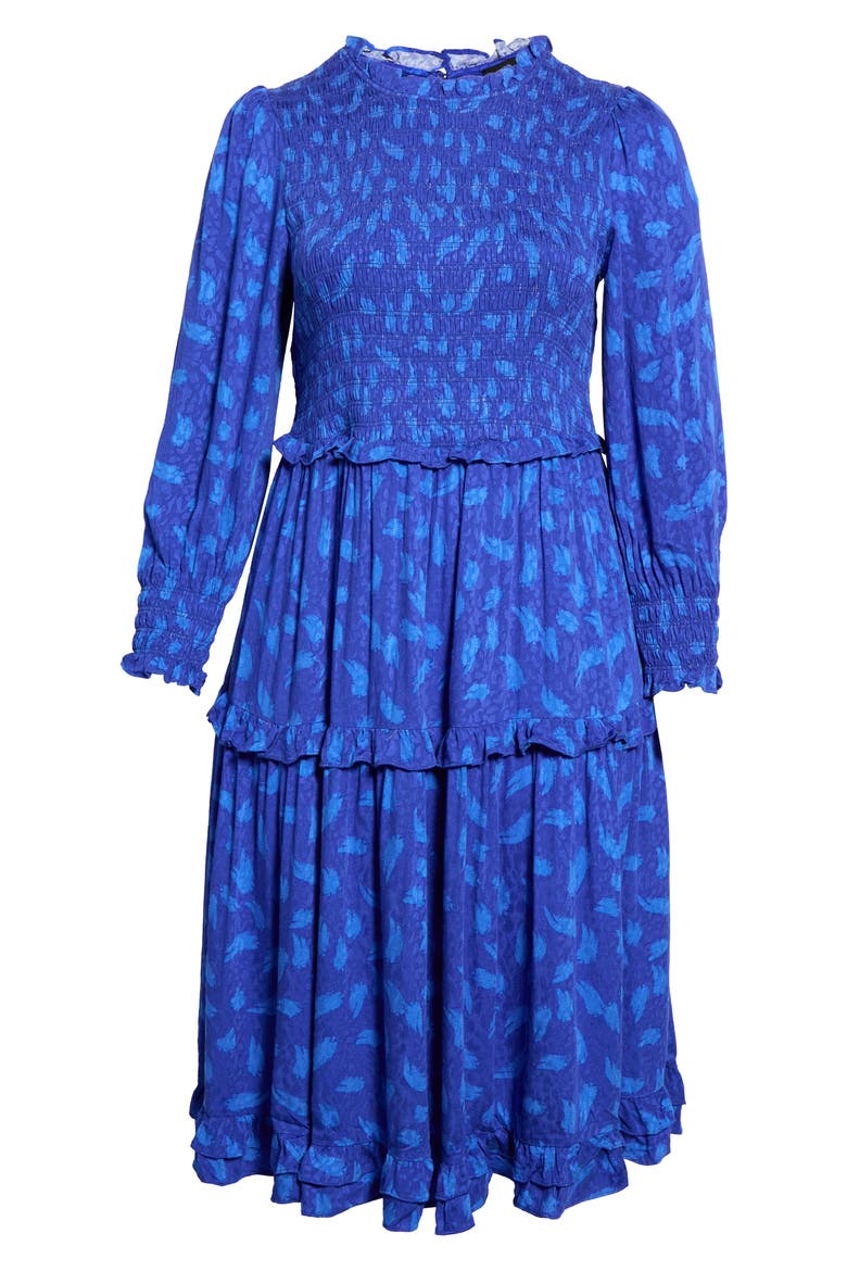 Darya Smocked Midi Dress, Main, color, COBALT BLUE