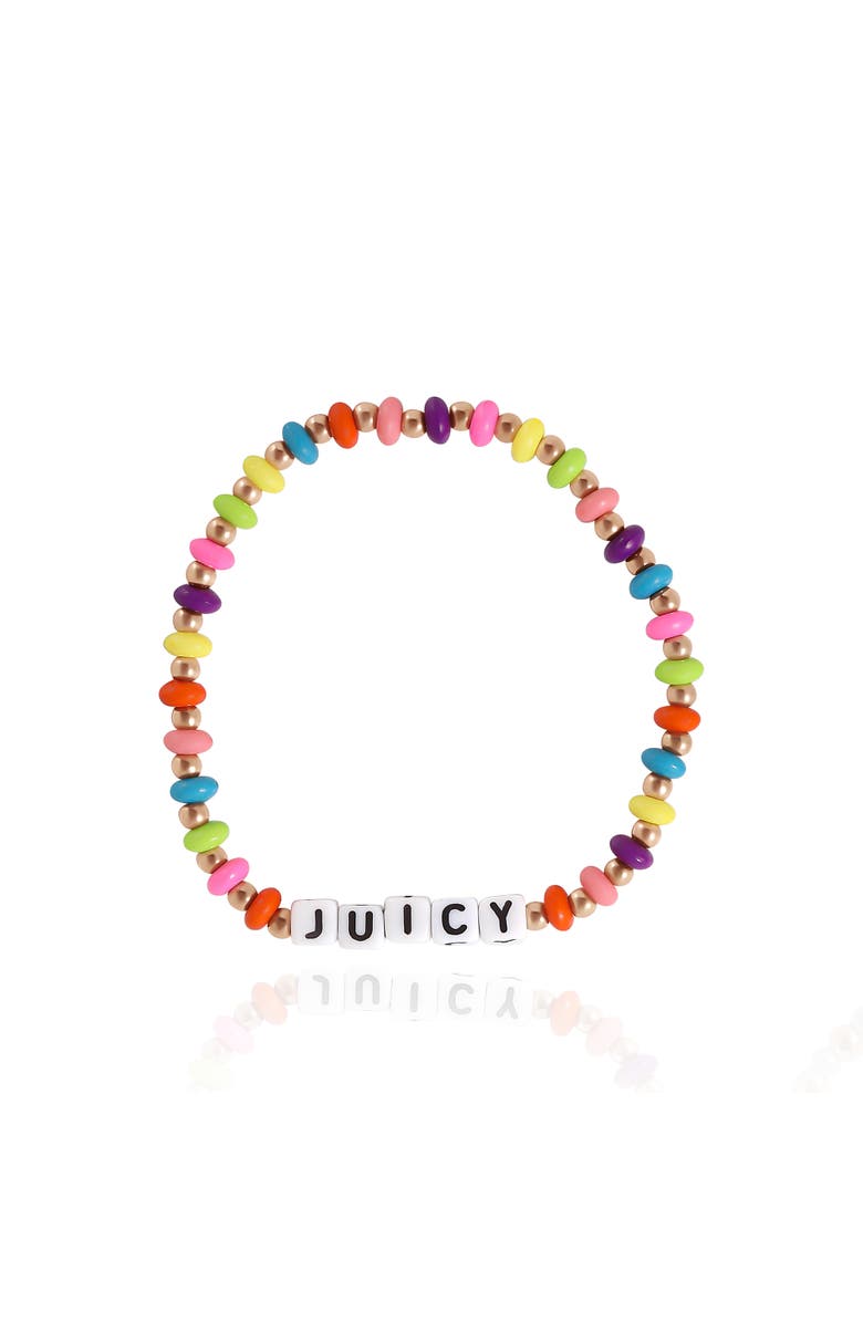 Juicy Couture Kids Beaded Stretch Bracelet Set, Alternate, color, Pink, White , Gold, Rainbow