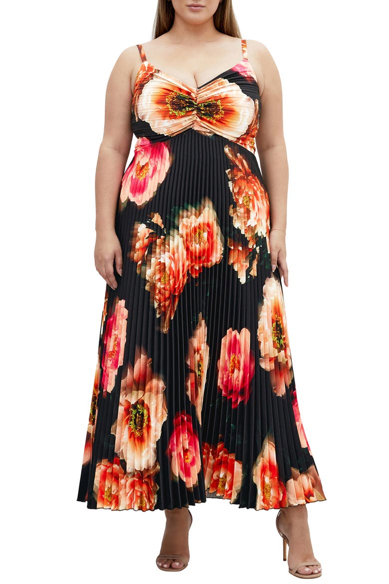 Ariana Print Pleat Dress, Main, color, FLORAL