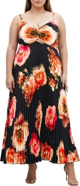 City Chic Ariana Print Pleat Dress