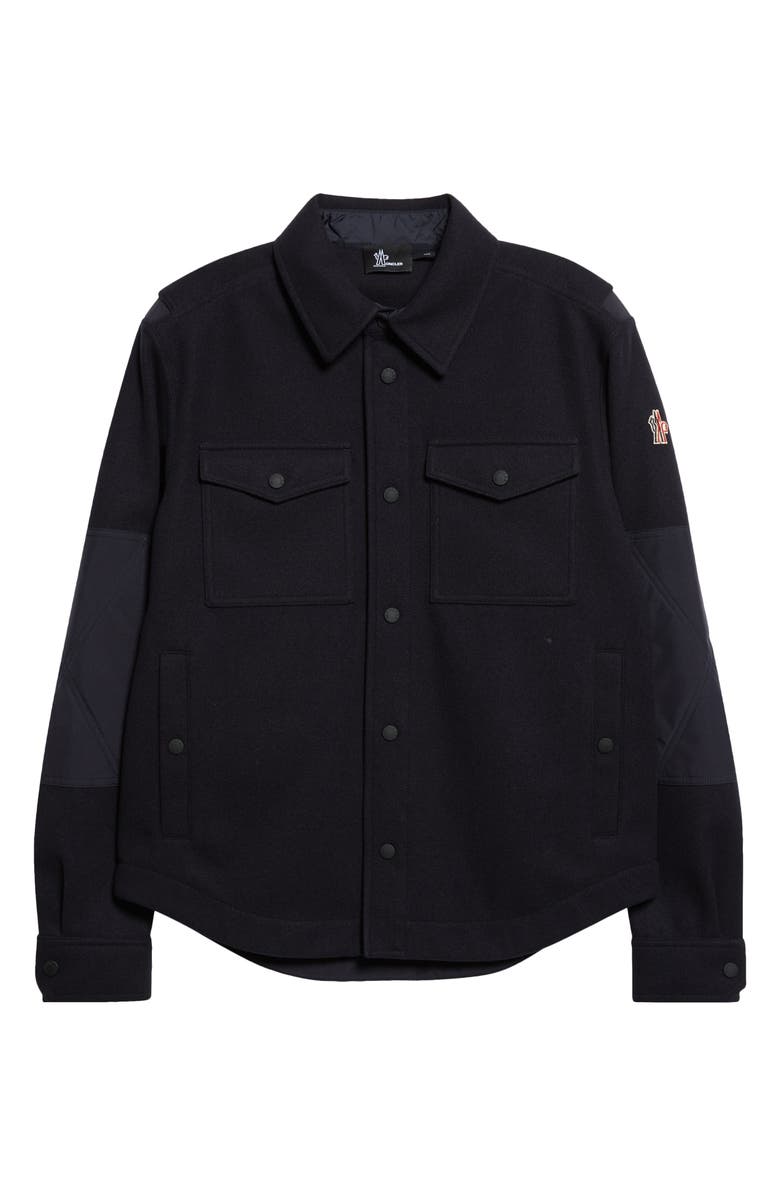 Moncler Logo Patch Shirt Jacket, Alternate, color, Navy Blue