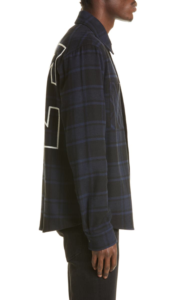 Off-White Logo Arrow Cotton Blend Flannel Button-Up Shirt, Alternate, color, 