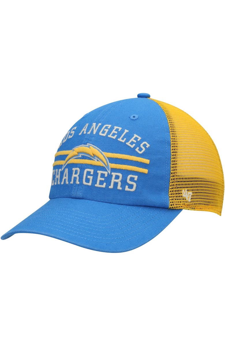 '47 Men's '47 Powder Blue/Gold Los Angeles Chargers Highpoint Trucker Clean Up Snapback Hat, Main, color, Powder Blue
