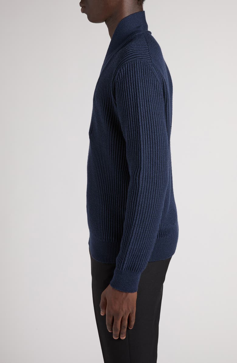 TOM FORD Shawl Collar Merino Wool & Silk Sweater, Alternate, color, Hb806 Space Blue