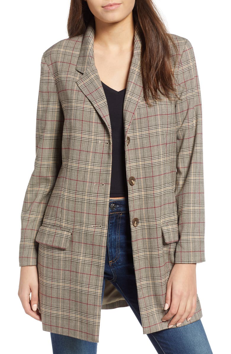 BB Dakota by Steve Madden BB Dakota Ex-Boyfriend Plaid Blazer, Main, color,