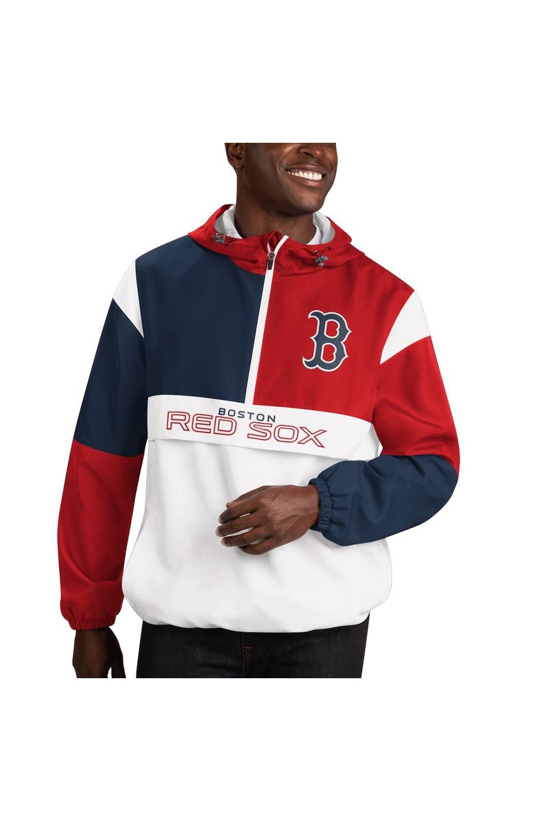 G-III SPORTS BY CARL BANKS Men's G-III Sports by Carl Banks Red/Navy Boston Red Sox Fair Catch Half-Zip Hoodie, Alternate, color,
