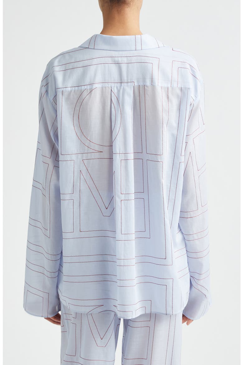 Monogram Embroidered Button-Up Shirt, Alternate, color, SKY