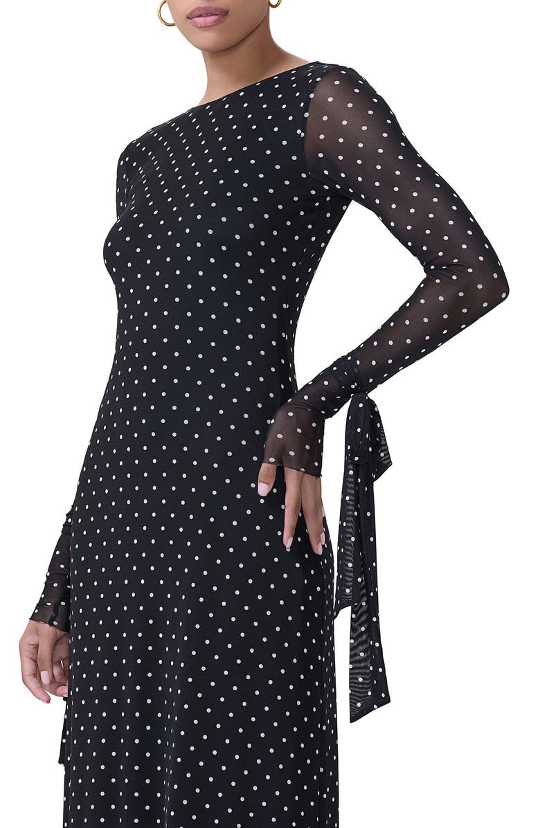 AFRM Marion Tie Cuff Long Sleeve Backless Mesh Maxi Dress, Alternate, color, 