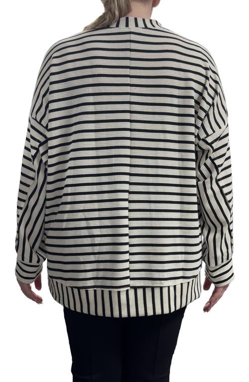 Standards & Practices Stripe Thermal Knit Top In Black White