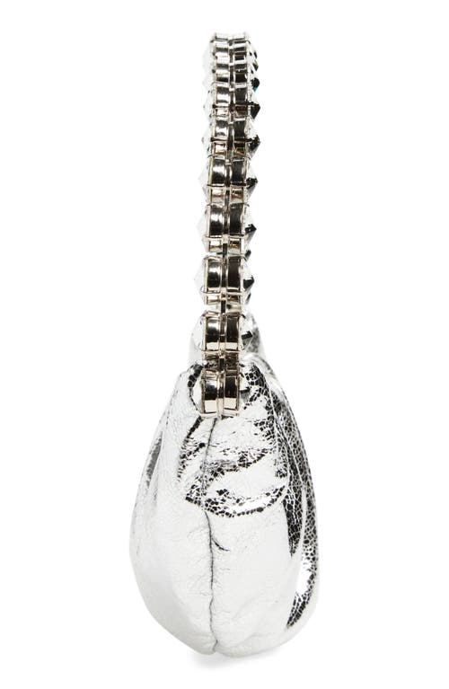 L'alingi Moon Crackled Metallic Leather Pouch In Silver