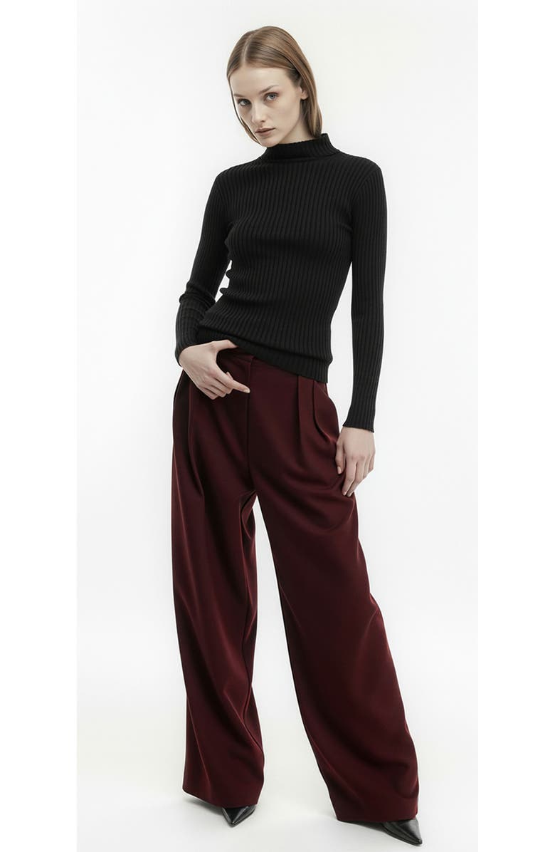 Mother of All Elena Turtleneck Knit Top, Alternate, color, Black