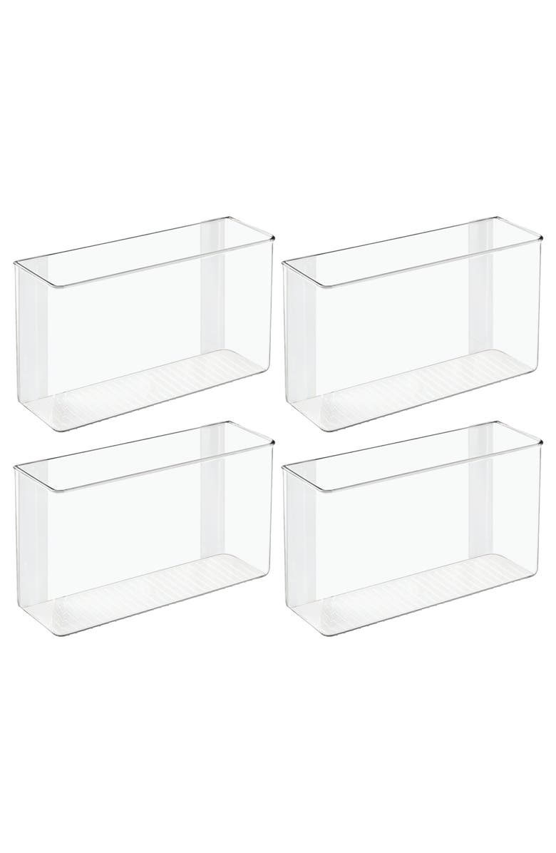 iDesign Adhesive Organizer Bin for Kitchen - Set of 4 - Clear, Main, color, Clear