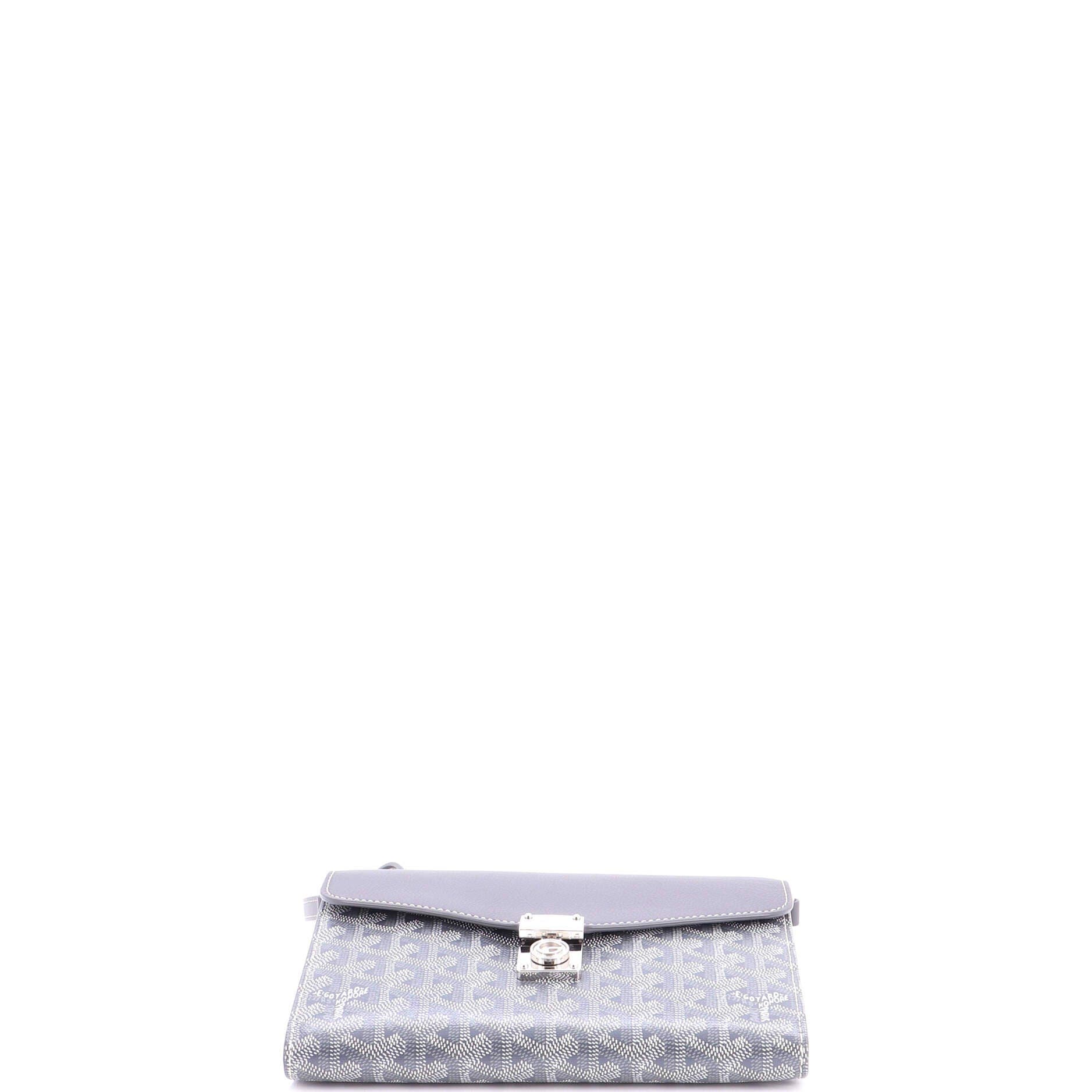 Chypre Wallet on Strap Coated Canvas with Leather, Alternate, color, Grey