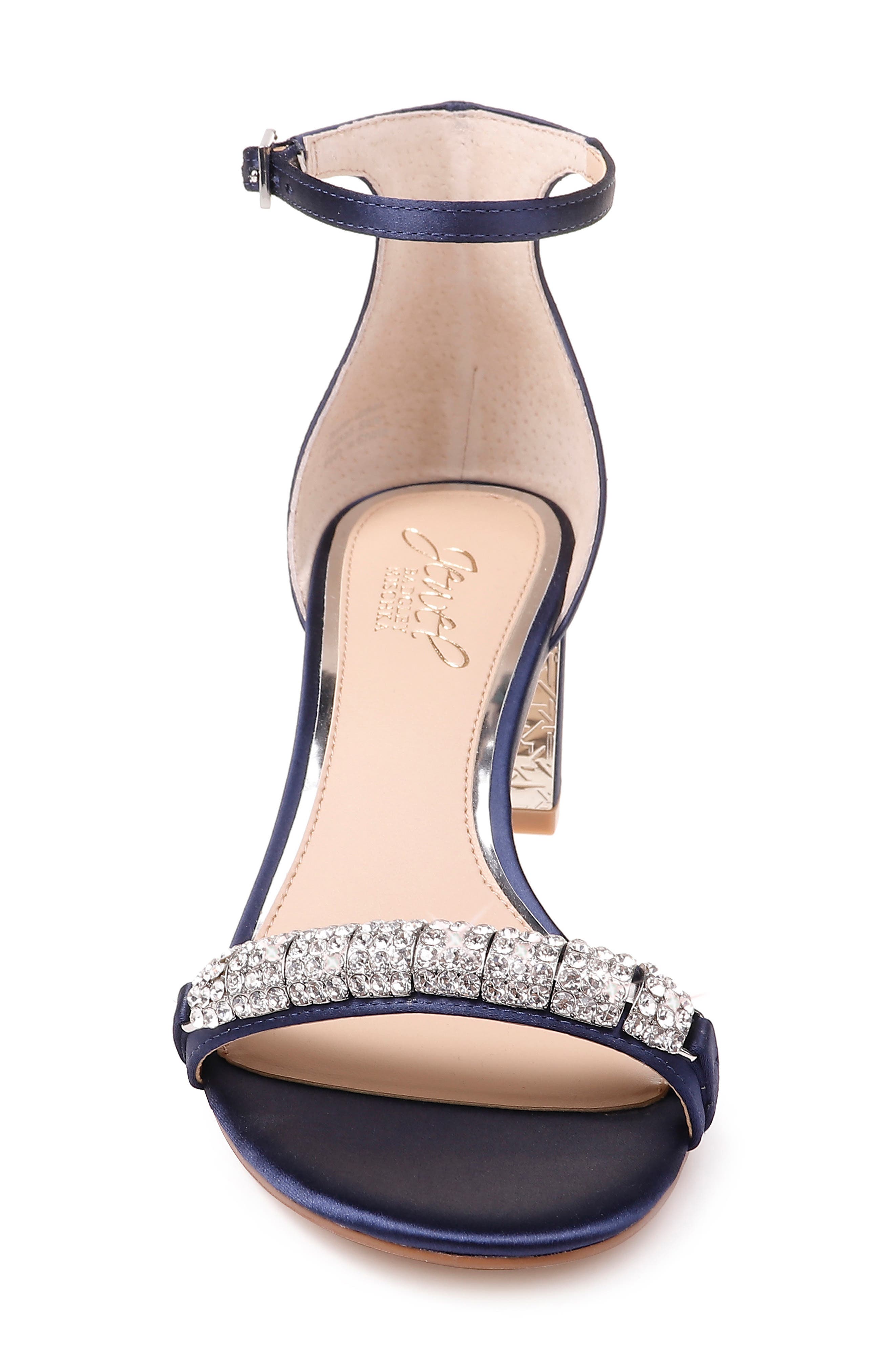Jewel Badgley Mischka Ramsay Ankle Strap Sandal, Alternate, color, Navy Satin