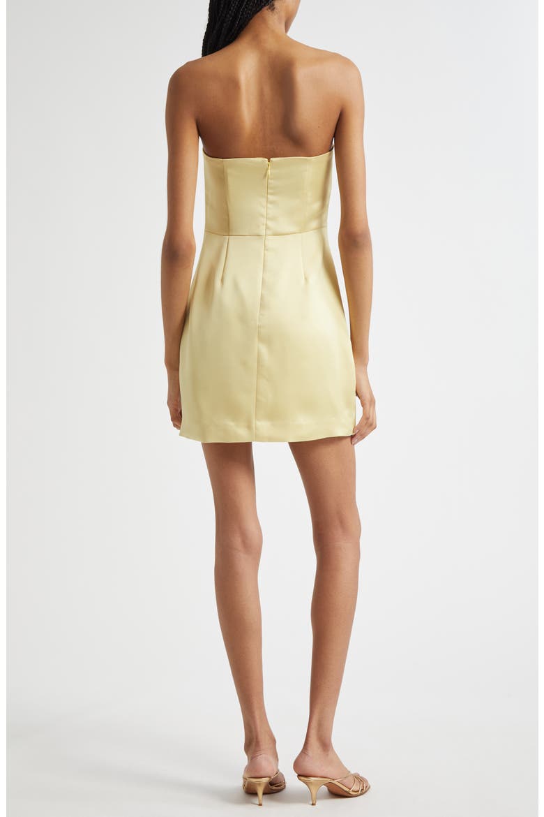 Orion Satin Bodice Strapless Minidress, Alternate, color, BUTTER