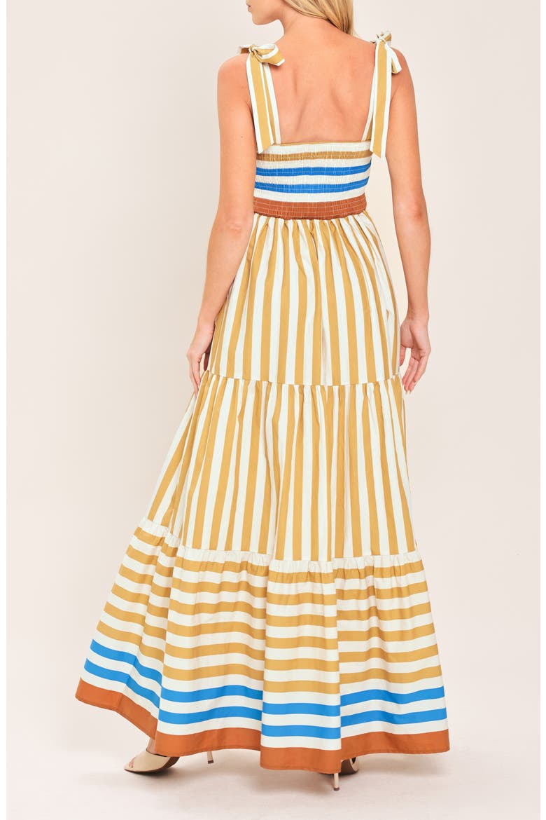 Stripe Tiered Cotton Maxi Sundress, Alternate, color, BEIGE/ MULTI