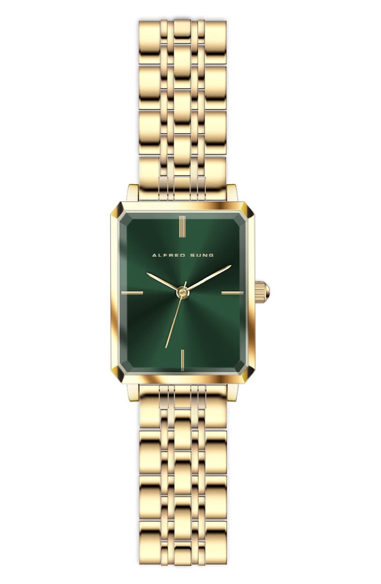 Alfred Sung Octavia Octagon Stainless Steel Bracelet Watch, 19.5mm x 24mm