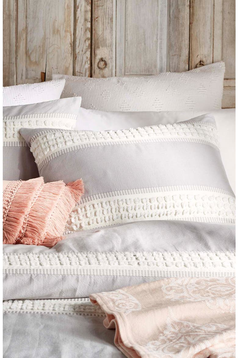 Tufted Dot Stripe Cotton Comforter & Sham Set, Alternate, color, GREY