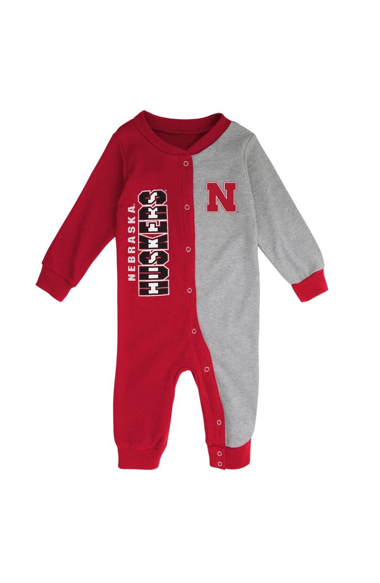 Outerstuff Infant Scarlet/Heather Gray Nebraska Huskers Halftime Two-Tone Sleeper, Alternate, color, 
