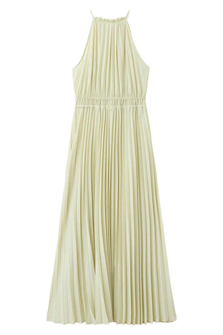 Pleated Halter Neck Midi Dress, Alternate, color, PASTEL GREEN