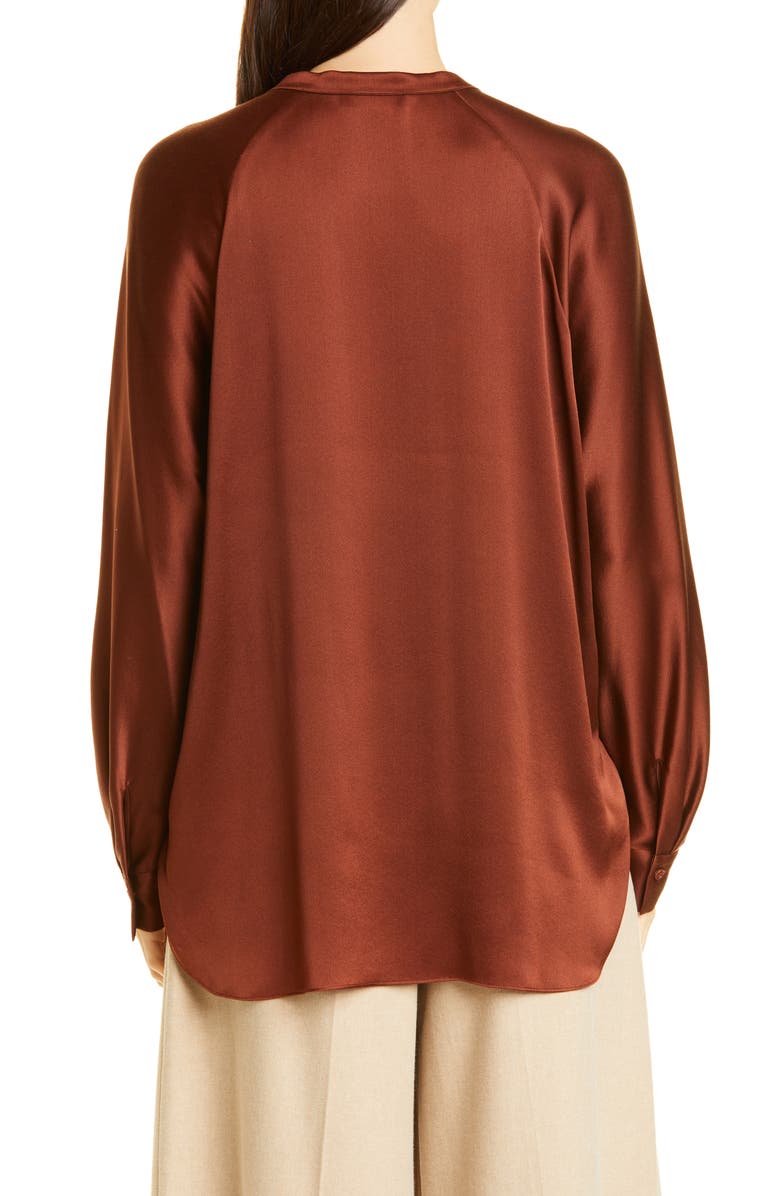 Vince Band Collar Silk Blouse, Alternate, color,