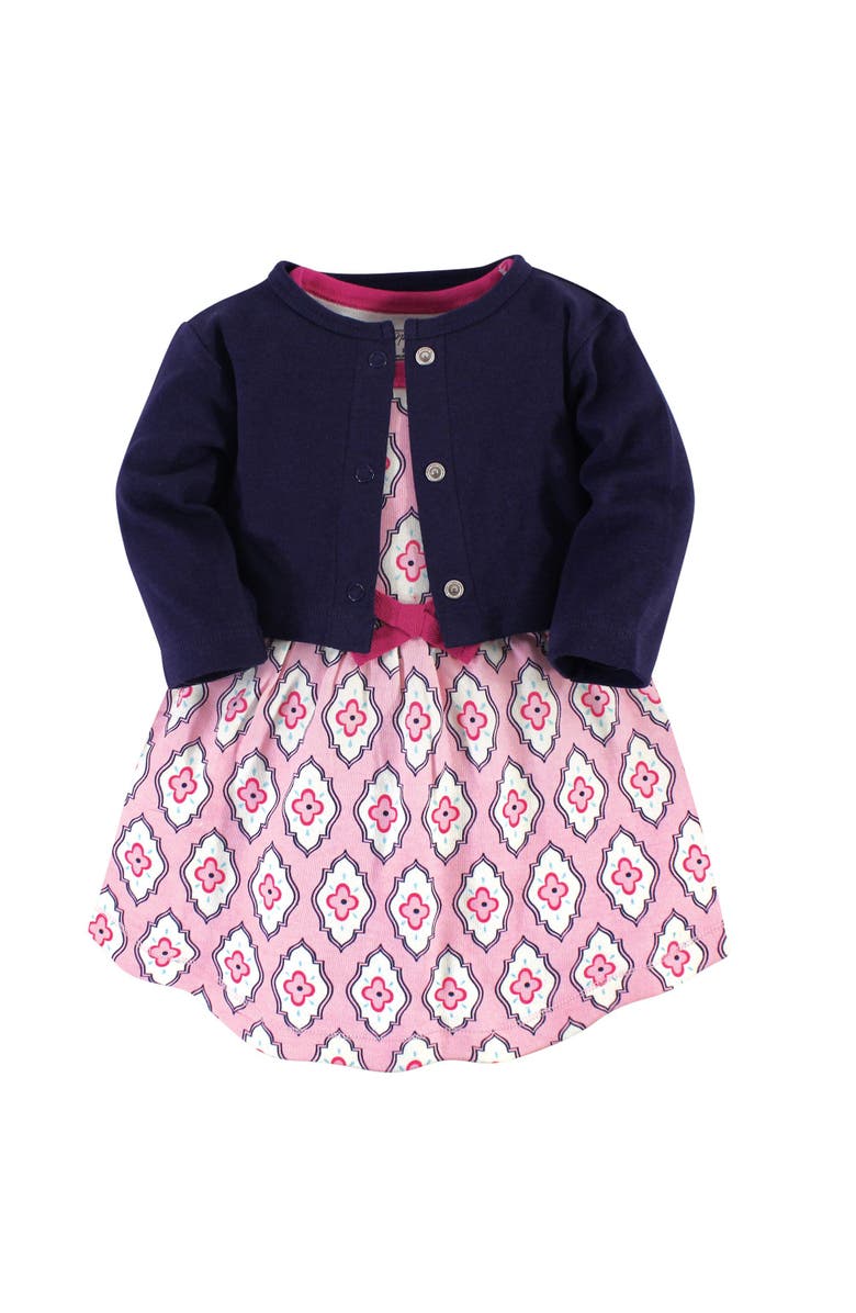 Touched by Nature Organic Cotton Dress and Cardigan, Main, color, Trellis
