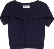 MONSE Crop Sailor Collar Merino Wool Sweater
