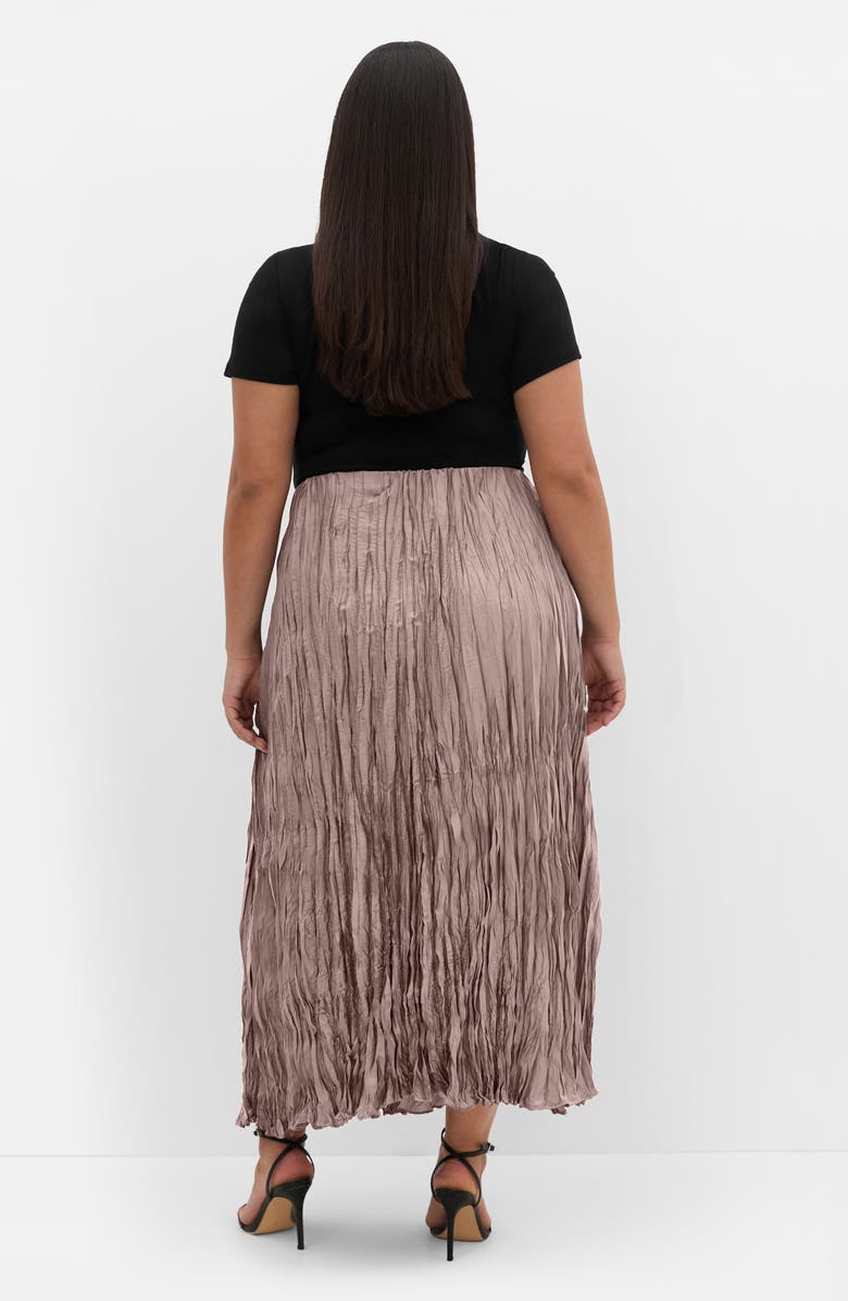 City Chic Imogen Pleated Crinkle Midi Skirt, Alternate, color, Mink