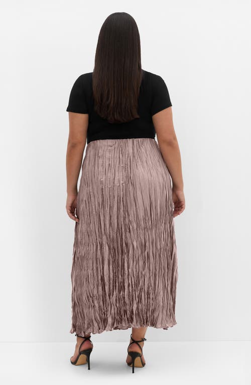 City Chic Imogen Pleated Crinkle Midi Skirt In Multi