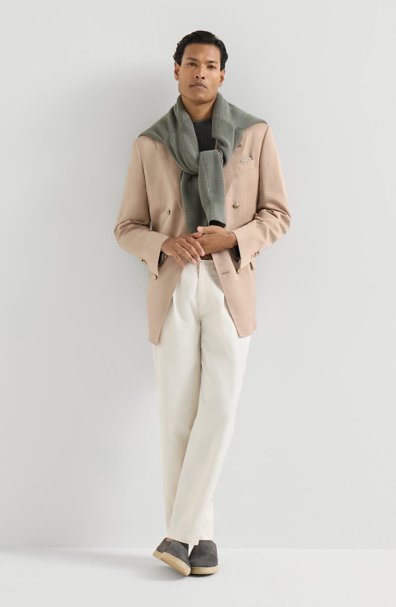 Brunello Cucinelli Cotton and linen trousers, Alternate, color, White