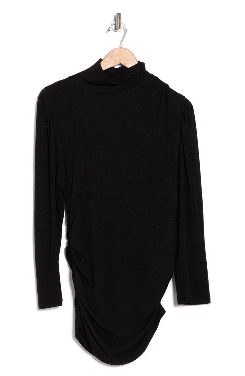 Renee C Turtleneck Long Sleeve Ruched Top, Alternate, color, Black
