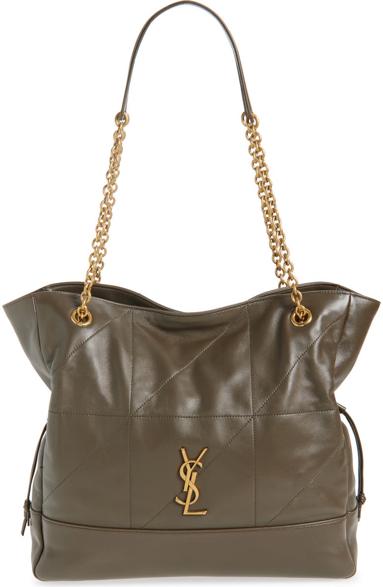 Saint Laurent Jamie 4.3 Patchwork Leather Shopper, Main, color, Light Musk