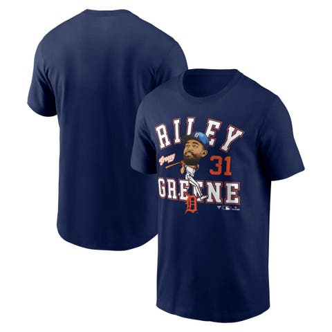 Men's Fanatics Riley Greene Navy Detroit Tigers Hometown Caricature T-Shirt