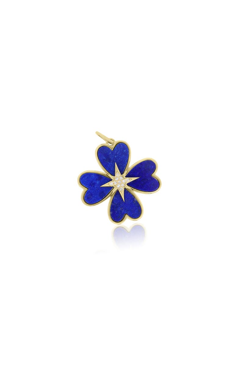 The Lovery Fine Jewelry Lapis Starburst Clover Charm, Main, color, Lapis