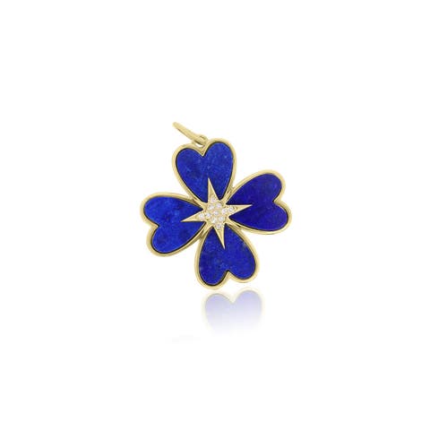 Lapis Starburst Clover Charm